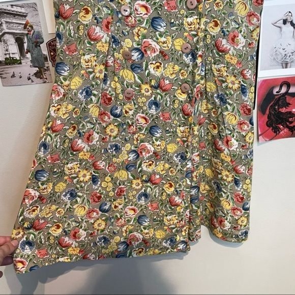 VINTAGE 90S FLORAL COTTAGECORE ASYMMETRICAL BUTTON FRONT SHORT SLEEVE ROMPER 6 - Picture 6 of 10